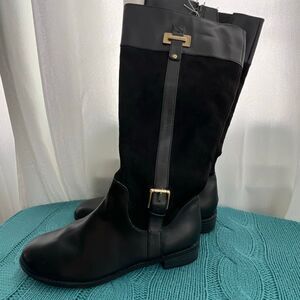 Karen Scott Women's Deliee Faux Leather Wide-Calf Riding Boots Black Size 9 NWOT